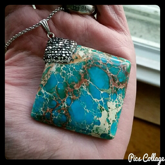 Stainless Steel Sea Sediment Jasper Necklace - Picture 5 of 8
